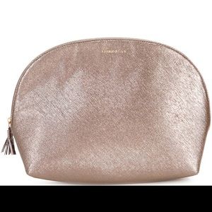 NWT Gemma Layne Large Vegan Leather Oval Cosmetic Pouch in Bronze